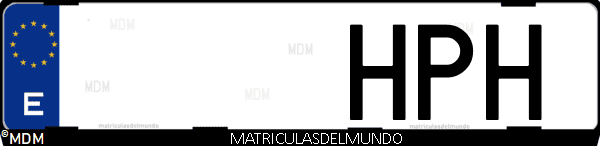 Imágen de matrícula de coche con letras HPH de España