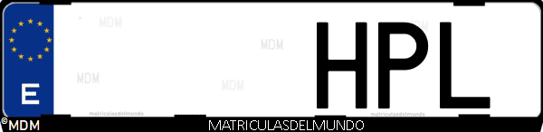 Imágen de matrícula de coche con letras HPL de España