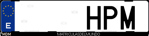 Imágen de matrícula de coche con letras HPM de España