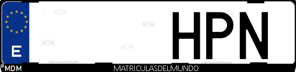 Imágen de matrícula de coche con letras HPN de España