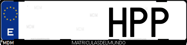 Imágen de matrícula de coche con letras HPP de España