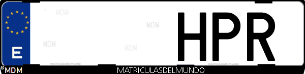 Imágen de matrícula de coche con letras HPR de España