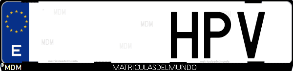 Imágen de matrícula de coche con letras HPV de España
