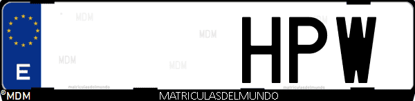 Imágen de matrícula de coche con letras HPW de España