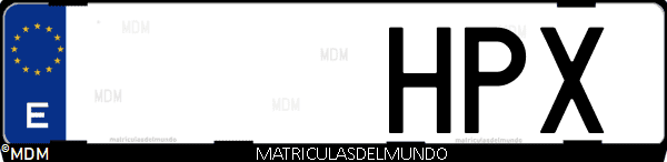 Imágen de matrícula de coche con letras HPX de España