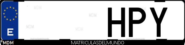Imágen de matrícula de coche con letras HPY de España