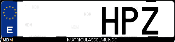 Imágen de matrícula de coche con letras HPZ de España