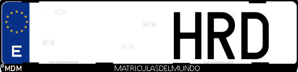Imágen de matrícula de coche con letras HRD de España