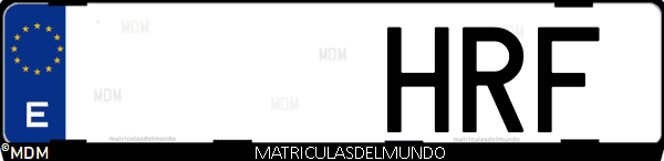 Imágen de matrícula de coche con letras HRF de España