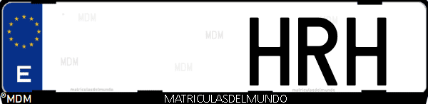 Imágen de matrícula de coche con letras HRH de España