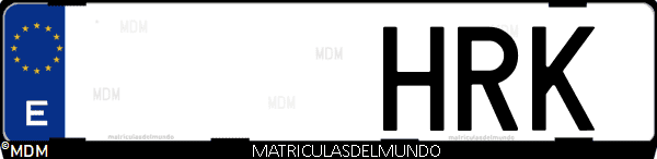 Imágen de matrícula de coche con letras HRK de España