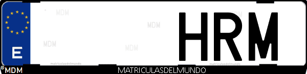 Imágen de matrícula de coche con letras HRM de España