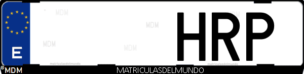 Imágen de matrícula de coche con letras HRP de España