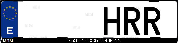 Imágen de matrícula de coche con letras HRR de España