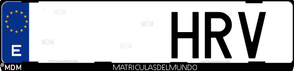 Imágen de matrícula de coche con letras HRV de España