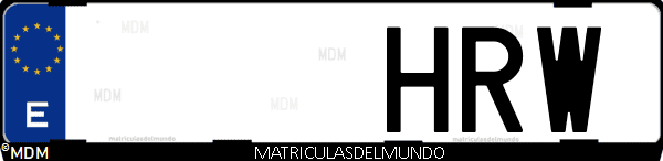 Imágen de matrícula de coche con letras HRW de España