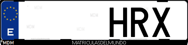 Imágen de matrícula de coche con letras HRX de España