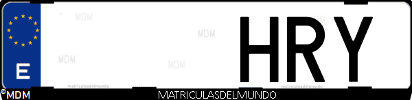 Imágen de matrícula de coche con letras HRY de España