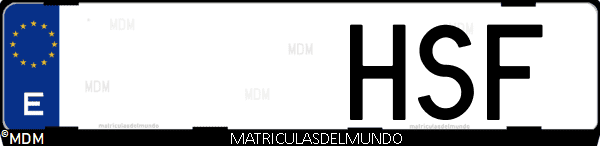 Imágen de matrícula de coche con letras HSF de España