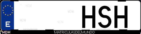 Imágen de matrícula de coche con letras HSH de España