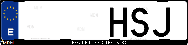 Imágen de matrícula de coche con letras HSJ de España