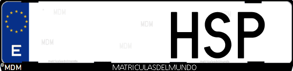 Imágen de matrícula de coche con letras HSP de España