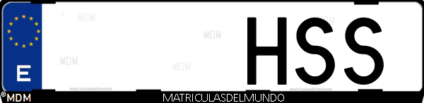 Imágen de matrícula de coche con letras HSS de España