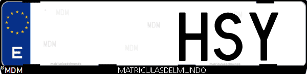 Imágen de matrícula de coche con letras HSY de España