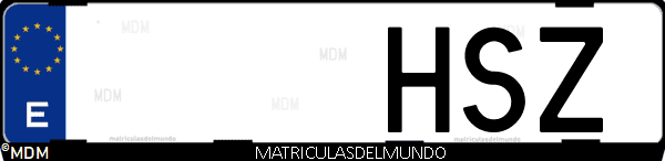 Imágen de matrícula de coche con letras HSZ de España