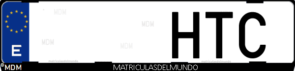 Imágen de matrícula de coche con letras HTC de España