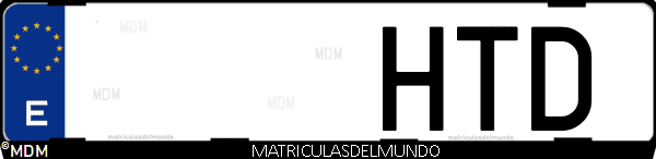 Imágen de matrícula de coche con letras HTD de España
