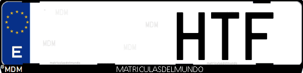 Imágen de matrícula de coche con letras HTF de España