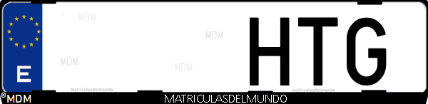 Imágen de matrícula de coche con letras HTG de España