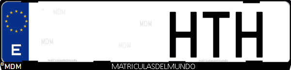 Imágen de matrícula de coche con letras HTH de España