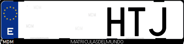 Imágen de matrícula de coche con letras HTJ de España
