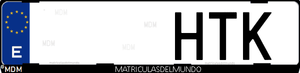 Imágen de matrícula de coche con letras HTK de España