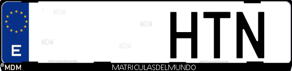 Imágen de matrícula de coche con letras HTN de España