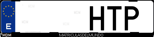 Imágen de matrícula de coche con letras HTP de España