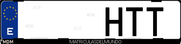 Imágen de matrícula de coche con letras HTT de España