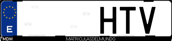 Imágen de matrícula de coche con letras HTV de España