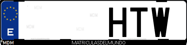 Imágen de matrícula de coche con letras HTW de España