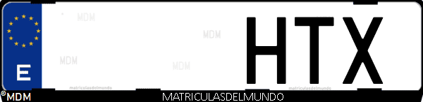 Imágen de matrícula de coche con letras HTX de España