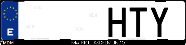 Imágen de matrícula de coche con letras HTY de España