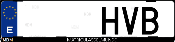 Imágen de matrícula de coche con letras HVB de España