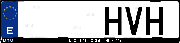 Imágen de matrícula de coche con letras HVH de España