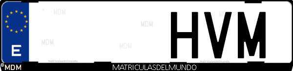 Imágen de matrícula de coche con letras HVM de España