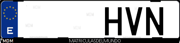 Imágen de matrícula de coche con letras HVN de España