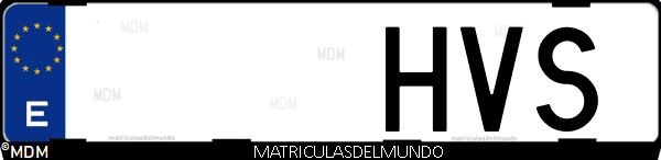Imágen de matrícula de coche con letras HVS de España