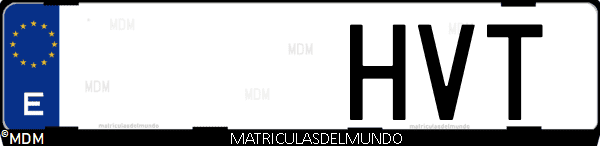 Imágen de matrícula de coche con letras HVT de España