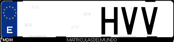 Imágen de matrícula de coche con letras HVV de España